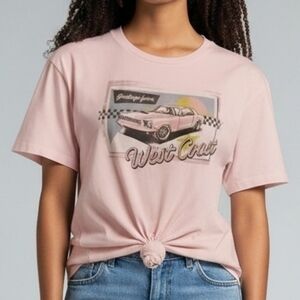 Pink Graphic Tie-Front Women's Top